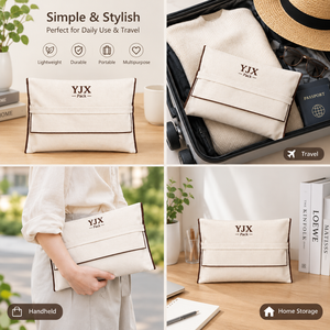 Bolsa de Lona de Sarga Premium con Solapa y Cierre de Banda de Ribete Marrón, Bolsa Protectora de Algodón Grueso Color Marfil para <span class=keywords><strong>Bolsos</strong></span> de Lujo al por Mayor - Product Image 2