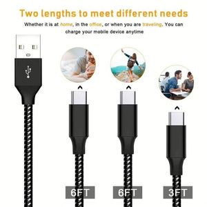USB Type C Cable 3FT 6FT Nylon Braided USB a to USB C <b>Charger</b> Cable Compatible for S10 S10+ S9 S8 Pl for Phone 15 16 - Product Image 2