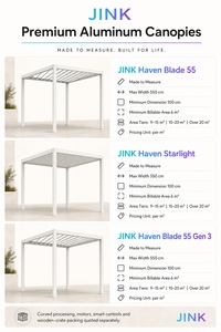 Jink Haven Matter option. อลูมิเนียมบานเกล็ดหลังคาแบบกำหนดเองใบเพอร์โก้55แสงดาวรุ่นที่3 Apple Google <span class=keywords><strong>Alexa</strong></span> smartthings - Product Image 3