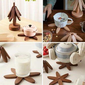 Vaso ciotola teiera piatto caldo in <span class=keywords><strong>legno</strong></span> Trivet 4Trivet 1 supporto naturale pieghevole cucina in <span class=keywords><strong>legno</strong></span> Trivet noce nero forma Trivet Trivet - Product Image 6