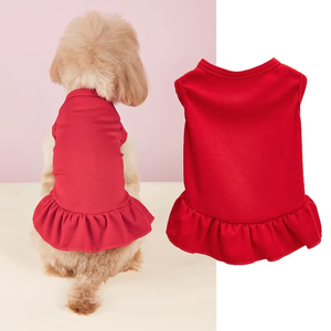 Vestido de perro de poliéster de 12 colores de color caramelo Vestido estampado de niña pequeña con encaje para uso de Primavera/Verano - Product Image 5