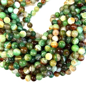 Cuentas de Ágata Ónix Rayada Amarillo-Verde Natural de 4mm, 6mm, 8mm, 10mm, Cuentas Sueltas de Piedra Preciosa Brillante - Product Image 4