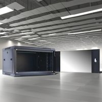 Rack de serveur 16U à montage mural, 19 pouces, en acier SPCC, certifié CE, protection IP20, charge statique de 100 kg, porte en verre trempé, en stock