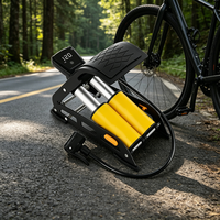 Gonfleur de pneus de vélo Worldcycle 100 PSI haute pression numérique à commande au pied, en aluminium, étanche, durable, compact, pliable, noir