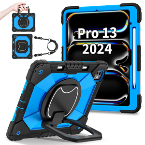 เคสซิลิโคนกันกระแทกสำหรับไอแพด เอ 16/มินิ/โปร/แอร์ ฟูล ซีรีส์ ว/360 ขาตั้งสายคล้องมือสายคล้องไหล่หลายสี - Product Image 5