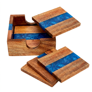 Handmade Luxury Eco-Friendly Customized Color Wood Epoxy Resin Coaster <b>Mats</b> Pads Skill Artisan Modern Design <b>Large</b> Diameter Bulk - Product Image 1