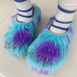 Nouvelles mules tendance en fausse fourrure à griffes d'ours, antidérapantes, pour l'extérieur, pantoufles décontractées chaudes à semelle épaisse avec griffes - Product Image 2