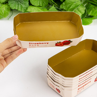 Boîte d'emballage de fruits en carton écologique en forme de bateau doré pour cerises, bleuets, tomates, fraises, plateau alimentaire en papier jetable