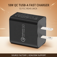 Chargeur mural rapide HNT OEM 18W QC3.0 avec un seul port USB-A, ignifuge, OTP, pour iPad, téléphone, adaptateur d'alimentation avec CE/FCC/UKCA