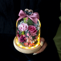 Cubierta de Cristal con Flor Eterna Hecha a Mano, Regalo para el Día de San Valentín y Cumpleaños