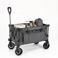 Chariot de camping pliable avec table en aluminium, chariot pliable robuste 150 kg avec roues tout-terrain