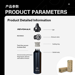RevoMax 500ml32ozポータブル二重壁断熱ステンレス鋼魔法瓶スポーツウォーターボトル真空フラスコ - Product Image 2