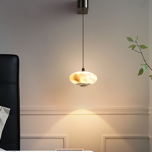 Lampe suspendue minimaliste italienne en marbre naturel, cordon long réglable, commande intelligente par geste de la main, lampe de chevet pour chambre à coucher - Product Image 1
