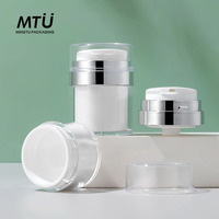 Flacons pompe airless en plastique acrylique blanc nacré argenté vides de 50 ml et 100 ml pour emballages de soins du visage
