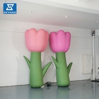 Dispositif de fleur de tulipe rose gonflable sur mesure, modèle floral gonflable géant pour la décoration d'événements en extérieur dans des lieux touristiques