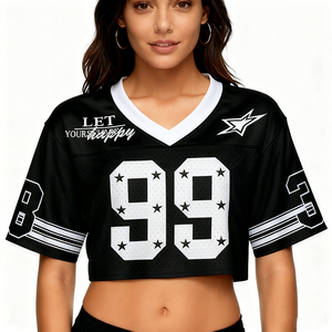 Dames Voetbal Shirt Shirts Nummer Print Grafisch T-Shirt Y 2K Gestreepte Ronde Hals T-Shirts Korte Mouw Oversized Sport Streetwear - Product Image 1