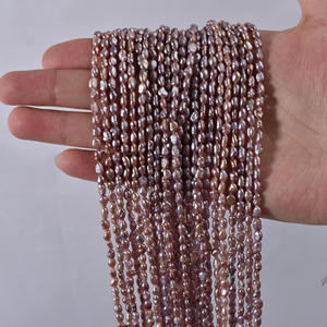 Collier de perles Keshi de forme baroque mini 3-4 mm, perles d'eau douce naturelles violettes faites à la main, perles en vrac pour le bricolage - Product Image 3