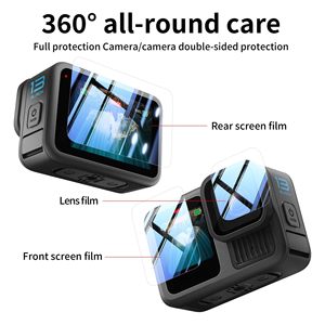 HONGDAK pour <span class=keywords><strong>GoPro</strong></span> 13/12/<span class=keywords><strong>11</strong></span>/10 <span class=keywords><strong>Protection</strong></span> d'écran en verre trempé, capuchon d'objectif, étui en silicone et sac de rangement - Product Image 3