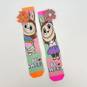 토끼 귀와 유니코가있는 뜨거운 판매 Bubu 만화 양말, 기발한 어린이용 무릎 높이 양말 - Product Image 2