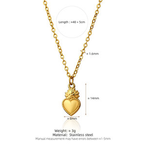 Collier pendentif cœur en acier inoxydable 316L plaqué or 14k 18k sur mesure pour femmes, vente en gros - Product Image 6