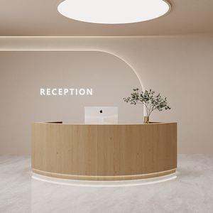 Mostrador <span class=keywords><strong>de</strong></span> Recepción para Salón <span class=keywords><strong>de</strong></span> Belleza, Barbería, Bar, Estilo Minimalista Moderno, con Luz LED, Material MDF - Product Image 5