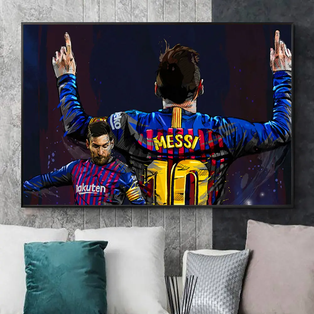 Argentini scher Fußballstar Messi Leinwand Ölgemälde auf Wand kunst Poster und Drucke Fußball Superstar Porträt Bild für Raum dekor