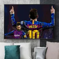Football Superstar Friendship Canvas Painting Ronaldo and Messi