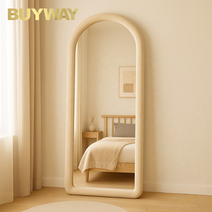 Miroir sur pied arqué <span class=keywords><strong>en</strong></span> flanelle hollandaise capitonné sur mesure, miroir de corps arqué rembourré doux pour chambre à coucher, placard, boutique - Product Image 6