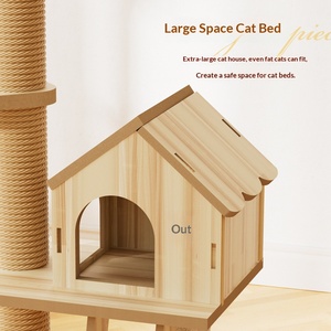 Floor to Ceiling Cat Tree House Wooden Cat Tree Tall Climbing <b>Frame</b> Scratching Post <b>Large</b> Cat Tree - Product Image 4