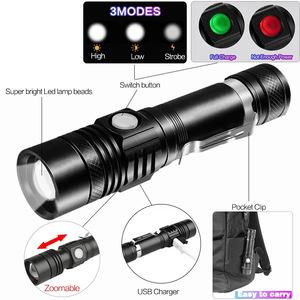 ไฟฉาย LED แบบชาร์จไฟผ่าน USB ปรับซูมได้ ทำจากอลูมิเนียมอัลลอย - Product Image 2