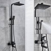 Ensemble de douche mural moderne en acier inoxydable avec pomme de douche pluie, douchette à main, colonne de douche thermostatique haute pression