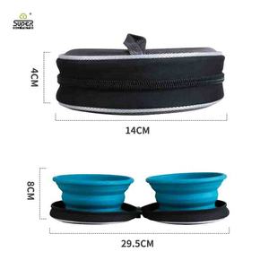 Mangkuk anjing lipat perjalanan portabel dan silikon 400ml + 400ml dengan klip mangkuk anjing dipersonalisasi buatan Tiongkok - Product Image 4