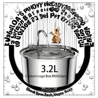 Fontaine à eau automatique ovale pour chats et chiens de 3,2 L, avec robinet en acier inoxydable, distributeur en forme de robinet, pour intérieur/extérieur, avec filtre