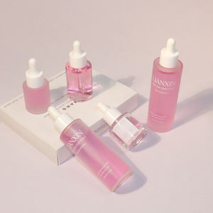 Flache Schulter Milchglas Tropf flasche 1 Unze 100ml Rosa und Weiß Transparente Hautpflege Ätherisches Öl Essenz Klare Flasche - Product Image 4