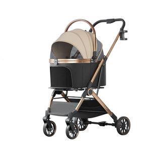 Chariot pour animaux de compagnie en métal pour chiens et chats - Cage légère, détachable et pliable à 4 roues pour une utilisation en extérieur - Product Image 5