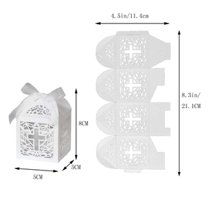 Cajas <span class=keywords><strong>de</strong></span> Regalo Hstyle para <span class=keywords><strong>Bautizo</strong></span>, Cajas con Cruz Cortada a Láser y Cintas para Baby Shower, Bautismo, Bodas y Decoraciones <span class=keywords><strong>de</strong></span> Fiesta HS1792 - Product Image 6