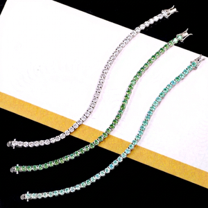 Nuevo Brazalete de Cadena de Tenis con Diamantes Azul Verde, Plata de Ley S925, Moissanita Colorida VVS, Certificado GRA - Product Image 1