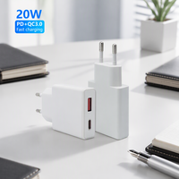 Chargeur mural 20W GaN Tech double port USB-A et Type-C PD2.0 QC3.0, chargeur rapide compact format paume, portable pour iPhone Samsung