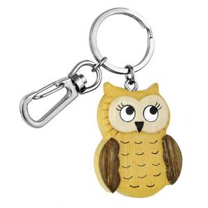 Porte-clés en bois en forme de hibou - Porte-clés au design unique de hibou, sans boîte - Product Image 1