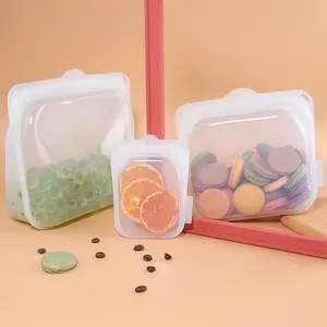 Ecofriendly Reusable Kids Snack Bags Silicone Stand Up Pouch Silicon Storage Bags To Store Food