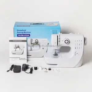 Máquina de costura overlock doméstica com 12 pontos, mini máquina de costura elétrica