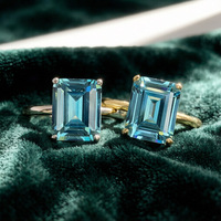 Bijoux fins, bague de fiançailles en argent sterling 925, bague saphir bleu vert, bagues en zircon cubique pour femmes, cadeaux