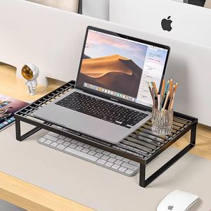Laptop <b>Riser</b> Stand Carbon Steel Desktop Cooling Pad With <b>Keyboard</b> Tray For Office Dormitory Use - Product Image 2