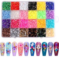 Autocollant à fond plat en résine de 2/3/4/5mm, pour les ongles, couleur AB, fait main, DIY Violent Bear, accessoires, 24 grilles