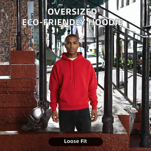Sweat à capuche oversize à épaules tombantes pour jeunes et adolescents, coupe ample pour hommes, pull vierge personnalisable, écologique et respirant - Product Image 2