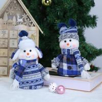 Poupée en peluche bleue personnalisée pour Noël, adorable bonhomme de neige, décoration de Noël, cadeaux de fêtes