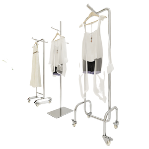 Étagère de présentation pour magasin de vêtements en acier inoxydable avec roulettes, 1 étagère, style Art Déco, horizontale, pour les magasins de mode <span class=keywords><strong>homme</strong></span> et femme - Product Image 4