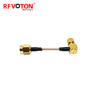 Câble d'extension RF OEM 50 Ohm 10-32 UNF mâle à angle droit de 90 degrés vers SMA mâle pour RG 178 RG178 50 mm