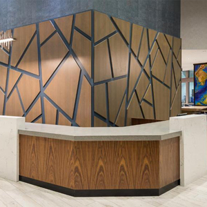 Corian bề mặt rắn gỗ phía trước bàn tiếp tân khách dịch vụ truy cập doanh nghiệp phía trước văn phòng bàn làm việc - Product Image 4