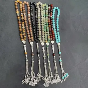 33 Stuks Moslim Rozenkrans Kralen Islamic Kwast Hanger Islamitische Tasbih 8 Mm Agaat Gebed Tasbih Voor Gebed